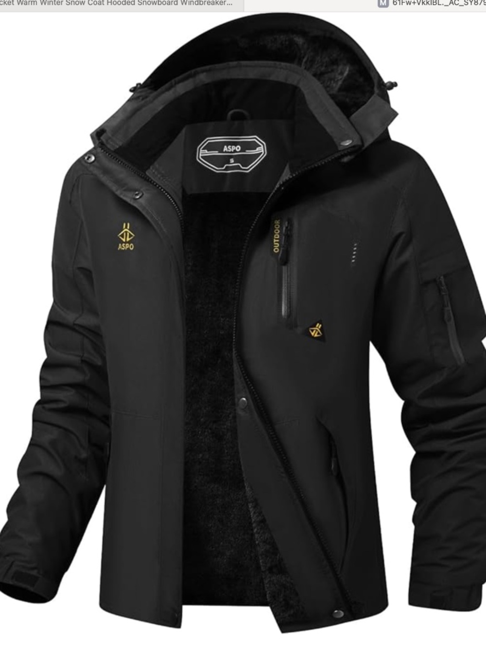 NWT (S) ASPO WOMEN'S BLACK SKI JACKET, DETACHABLE HOOD